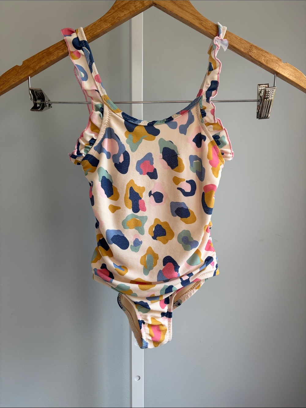 Pink Chicken Girls' Pink One-Piece Swimsuit with Multicolor Spot Print 2T